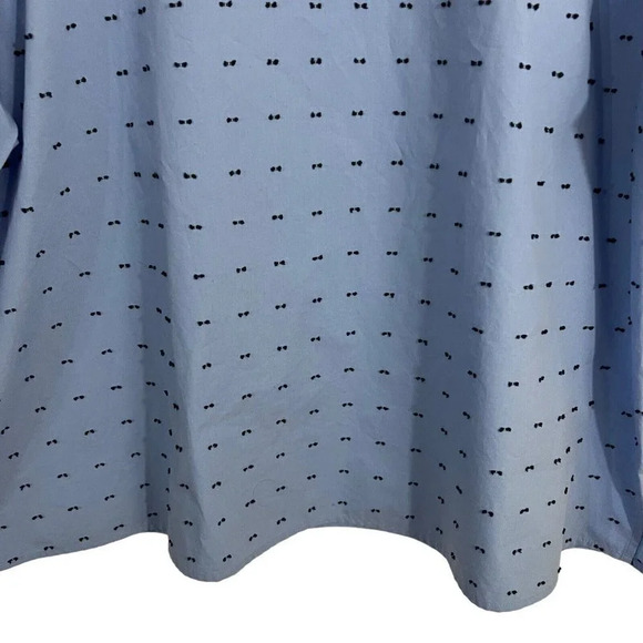 Van Heusen Light Blue Blouse Plus Size XXL Swiss Dot Keyhole on Backside of Neck - Picture 6 of 9